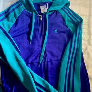 Adidas Zip up hoodie jacket. Green and Purple.Size S Womens.
